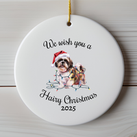 Load image into Gallery viewer, Christmas Shih Tzu Ornament, Christmas Lights Dog Keepsake
