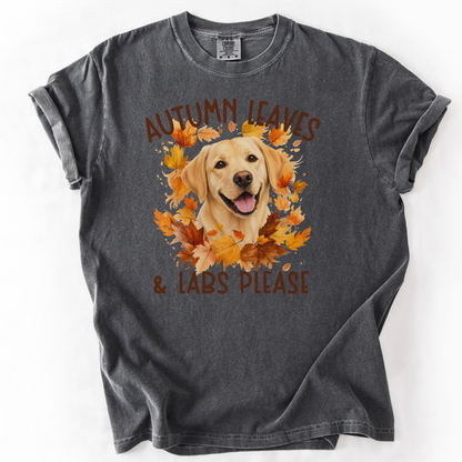 Yellow Lab Mom Fall Shirt, Autumn Leaves & Labs Please
