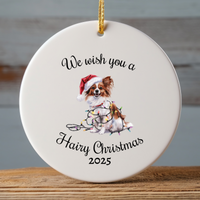 Load image into Gallery viewer, Christmas Papillon Ornament, Christmas Lights Dog Keepsake
