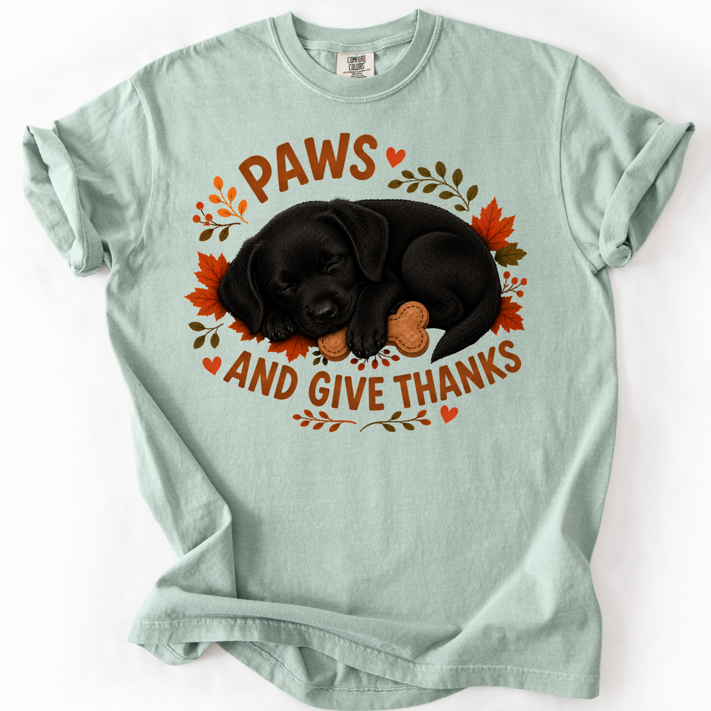 Black Lab Thanksgiving Shirt, Paws Give Thanks Tee, Fall Labrador Retriever Lover Gift
