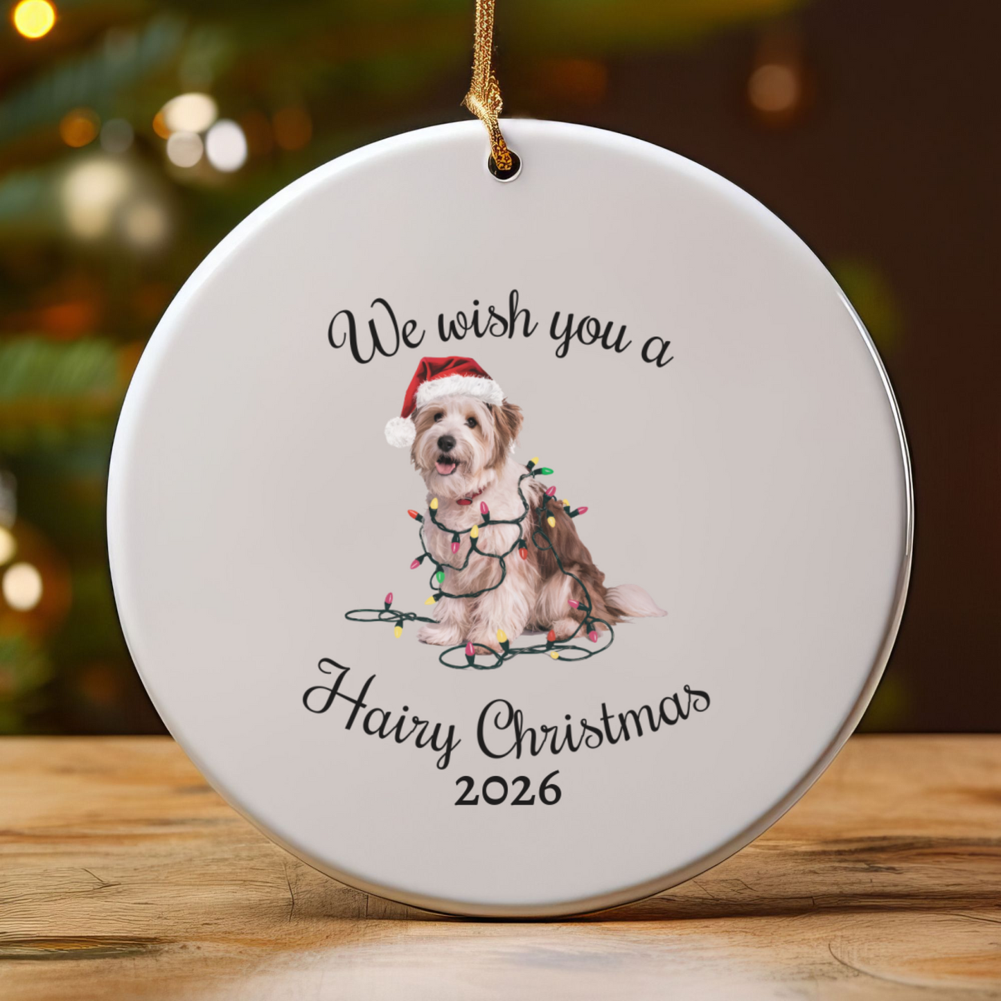 Christmas Coton De Tulear Ornament, Christmas Lights Dog Keepsake