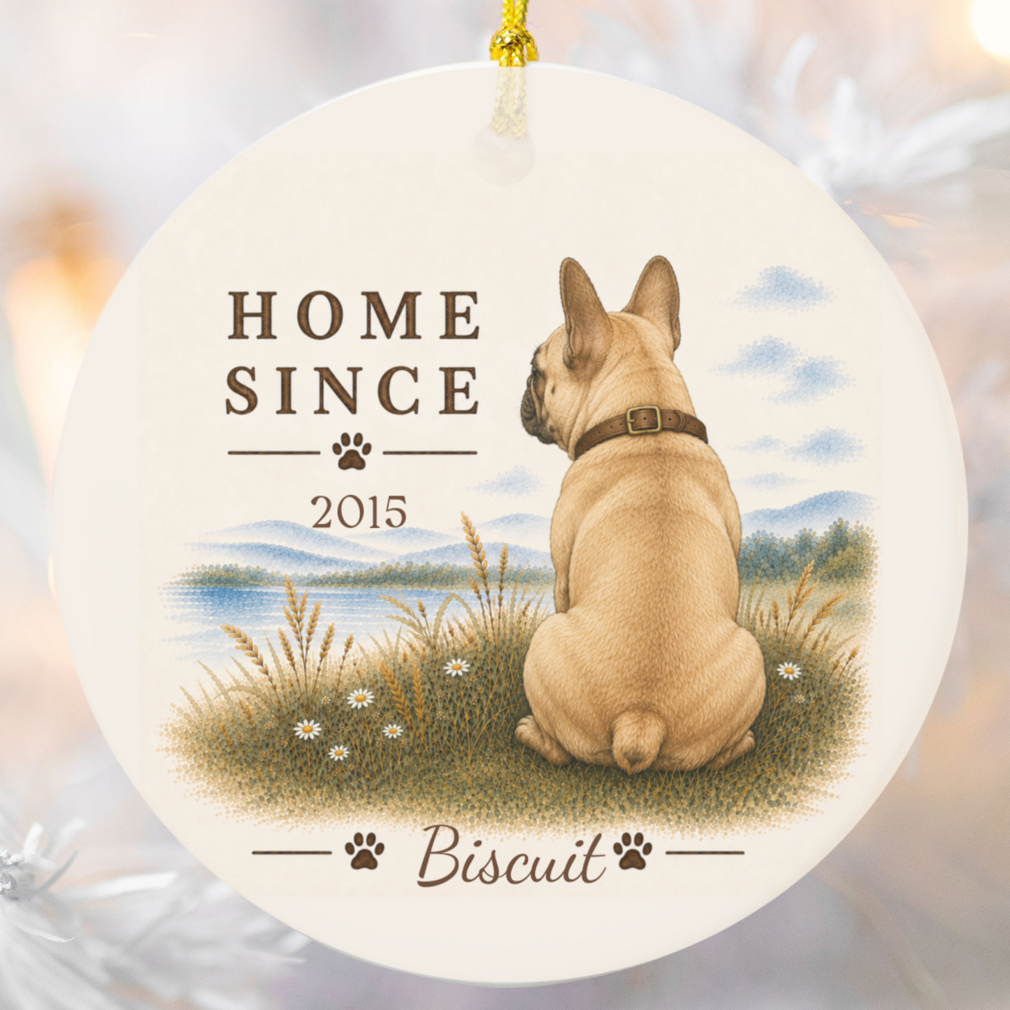 Personalized French Bulldog Ornament, Double Sided Frenchie Gotcha Day Gift, Custom Dog Keepsake
