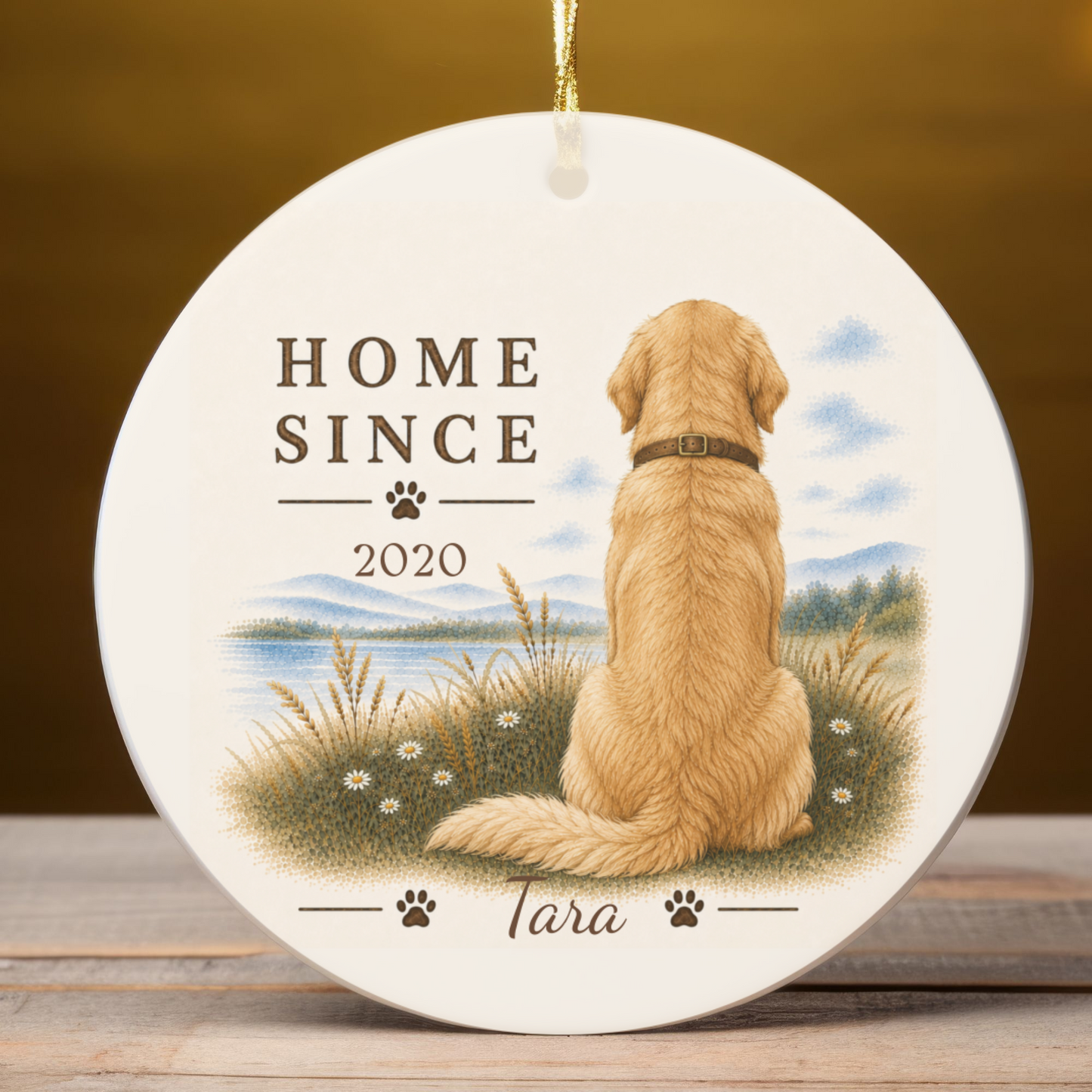 Personalized Golden Retriever Ornament, Double Sided Gotcha Day Gift, Custom Dog Keepsake