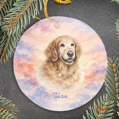 Personalized Pet Memorial Ornament, Custom Paw Prints Dog Photo Rainbow Bridge Keepsake