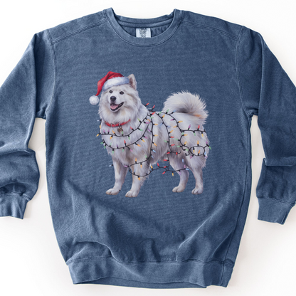 Christmas Samoyed Dog Sweatshirt, Festive Lights Dog Lover Gift