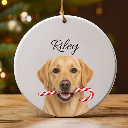 Personalized Yellow Lab Ornament, Custom Dog Name Christmas Ornament, Labrador Retriever Gift, Dog Lover Gift