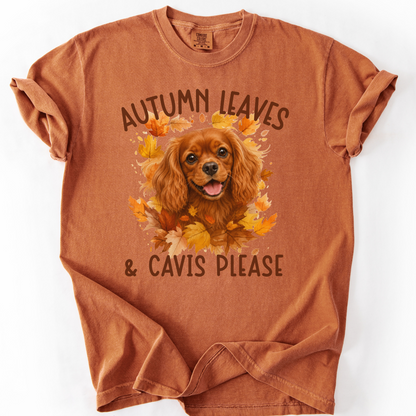 Ruby Cavalier Mom Fall Shirt, Autumn Leaves & Cavaliers Please