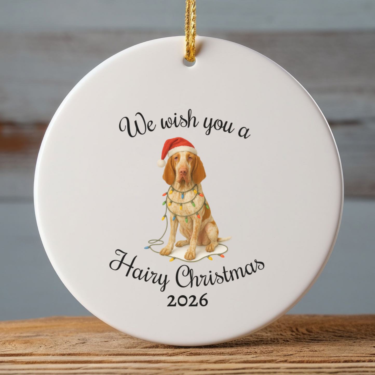 Bracco Italiano Ornament, Personalized Christmas Dog Keepsake, Holiday Pet Lover Gift, Ceramic Holiday Decoration, Custom Date