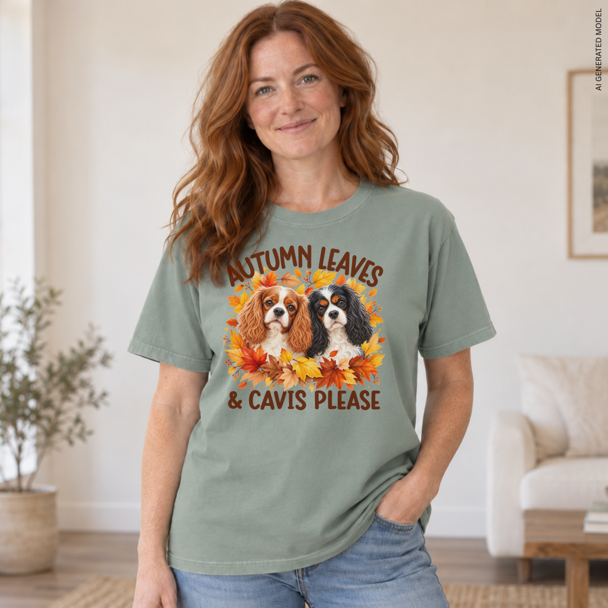 Cavalier King Charles Spaniel Autumn Leaves & Cavis Please Shirt