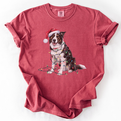 Christmas Border Collie Shirt, Christmas Lights Dog Tee, Christmas Dog Tee, Border Collie Mom Tshirt, Gift for Dog Lover, Border Collie