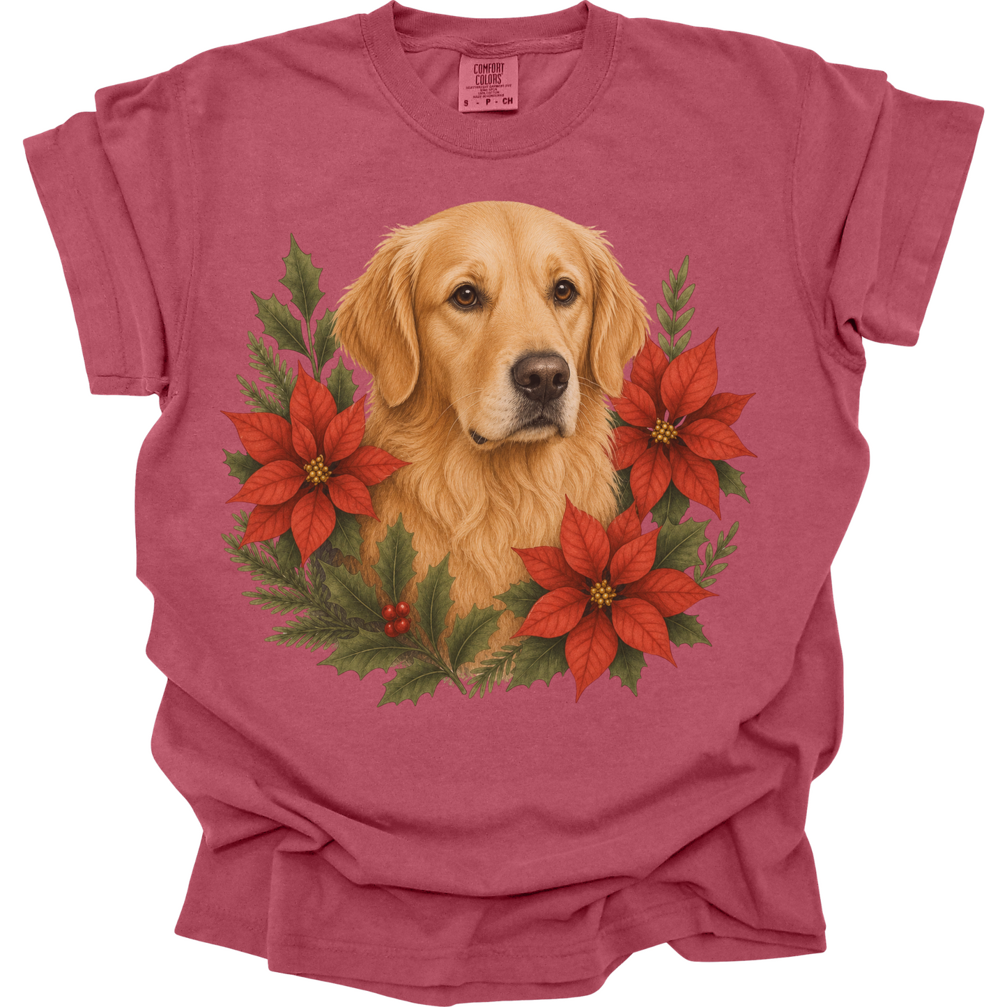 Golden Retriever Christmas Shirt, Poinsettia Dog Mom Holiday Tee