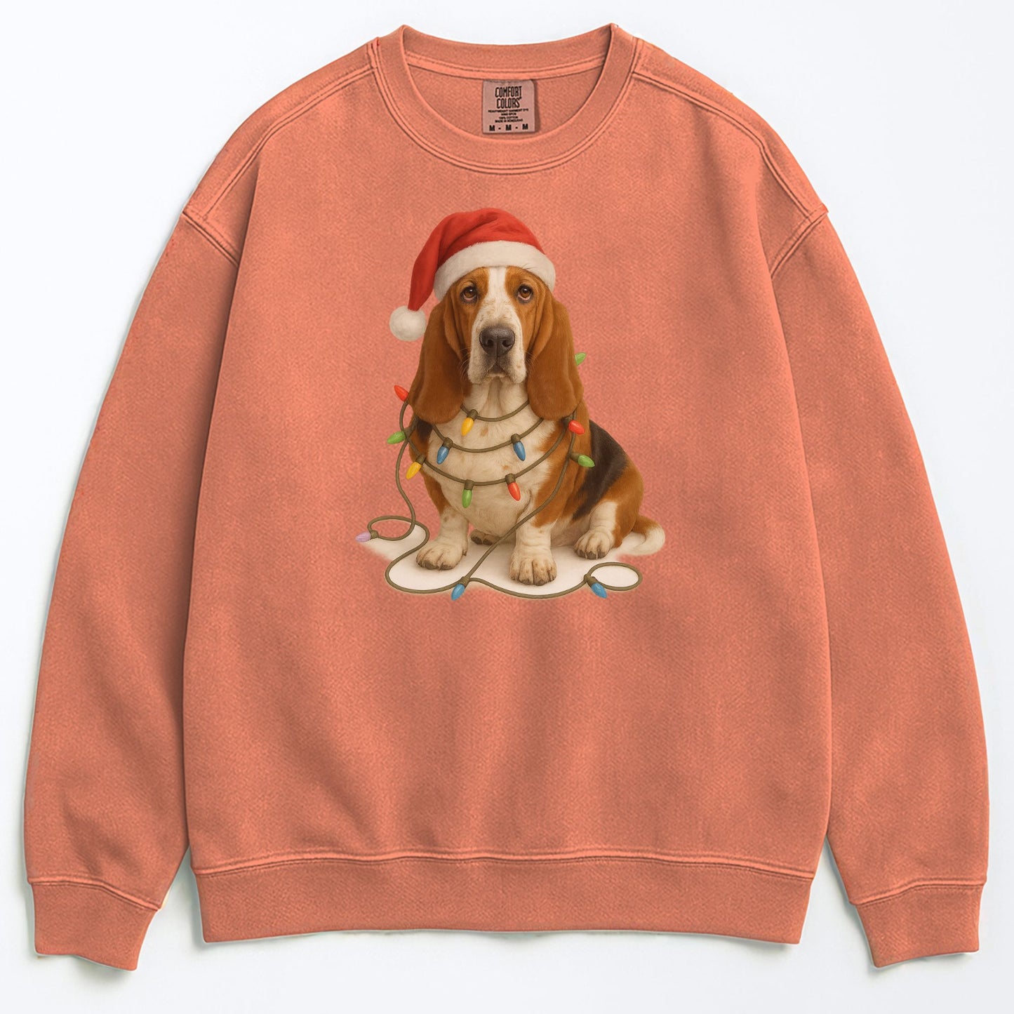 Christmas Dog Sweatshirt, Holiday Basset Hound Gift, Festive Pet Lover Sweater, Unisex Cozy Winter Apparel, Cute Dog Design