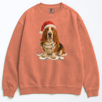 Load image into Gallery viewer, Christmas Dog Sweatshirt, Holiday Basset Hound Gift, Festive Pet Lover Sweater, Unisex Cozy Winter Apparel, Cute Dog Design
