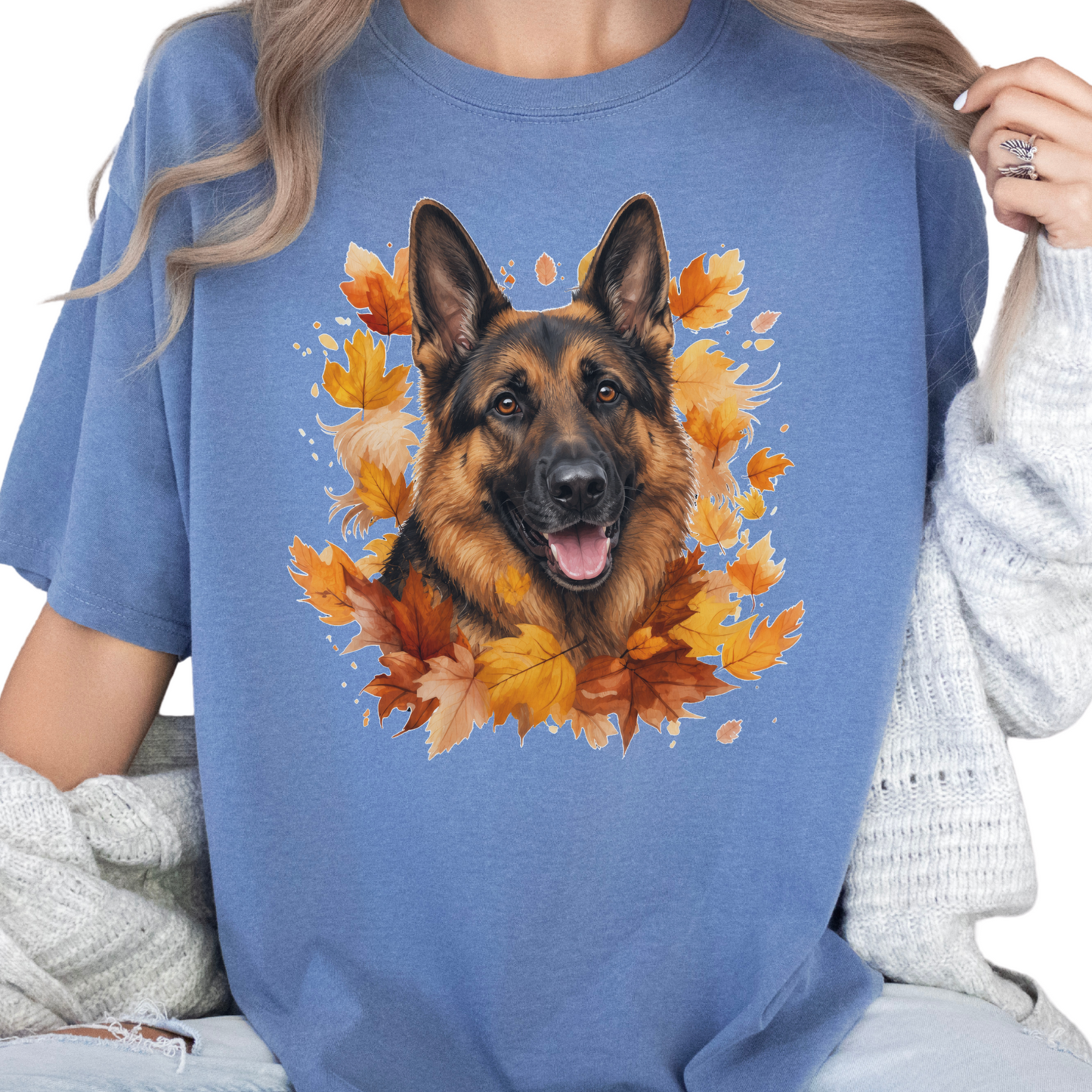 German Shepherd Fall Shirt, Autumn Dog Mom Comfort Colors Tee