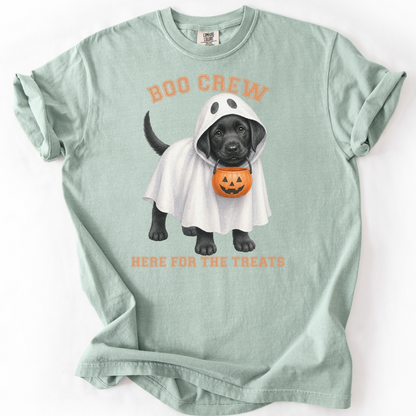 Black Lab Boo Crew Halloween Shirt, Here for the Treats Dog Mom Tee