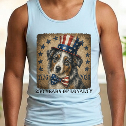 Australian Shepherd Patriotic Tank Top, 250 Years of Loyalty