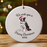 Load image into Gallery viewer, Christmas Border Collie Ornament, Christmas Lights Dog Keepsake
