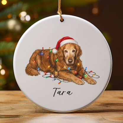Personalized Dog Photo Christmas Ornament Custom Pet Name Ceramic Keepsake