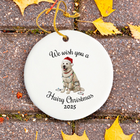 Load image into Gallery viewer, English Cream Golden Retriever Ornament 2025, We Wish You a Hairy Christmas Ornament, Funny Dog Lover Gift, Holiday Pet Keepsake
