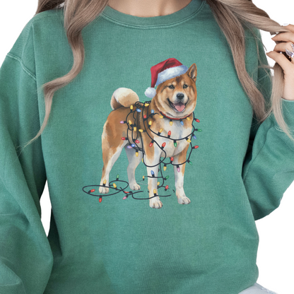 Christmas Akita Dog Sweatshirt, Holiday Lights Akita Mom Apparel