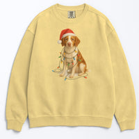 Load image into Gallery viewer, Brittany Spaniel Christmas Gift, Dog Lover Holiday Sweatshirt, Cozy Winter Apparel, Festive Puppy Design, Santa Hat Sweater
