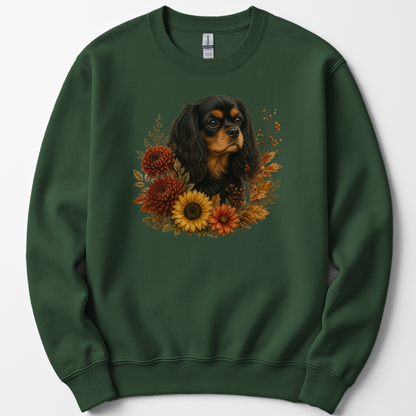Black Tan Cavalier Autumn Floral Sweatshirt