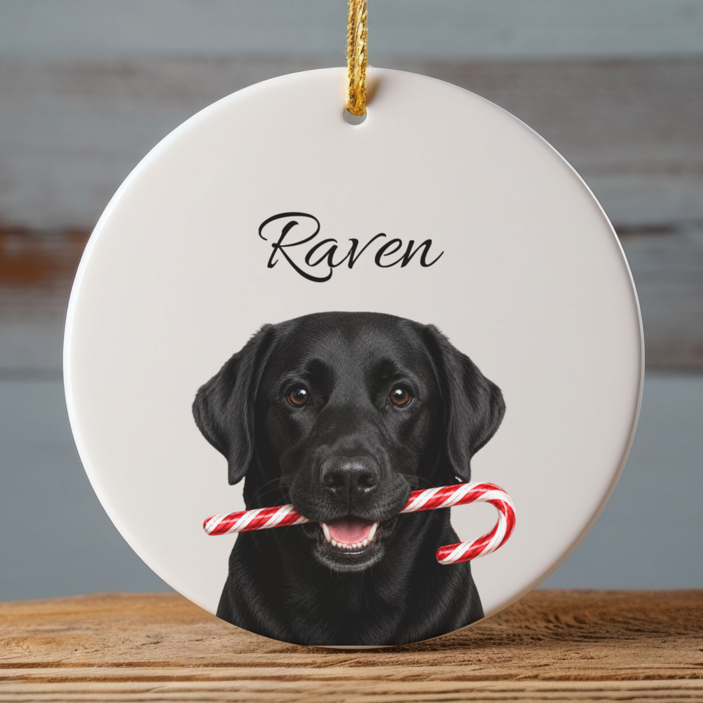 Personalized Black Lab Ornament, Custom Dog Name Christmas Ornament, Labrador Retriever Gift, Dog Lover Gift