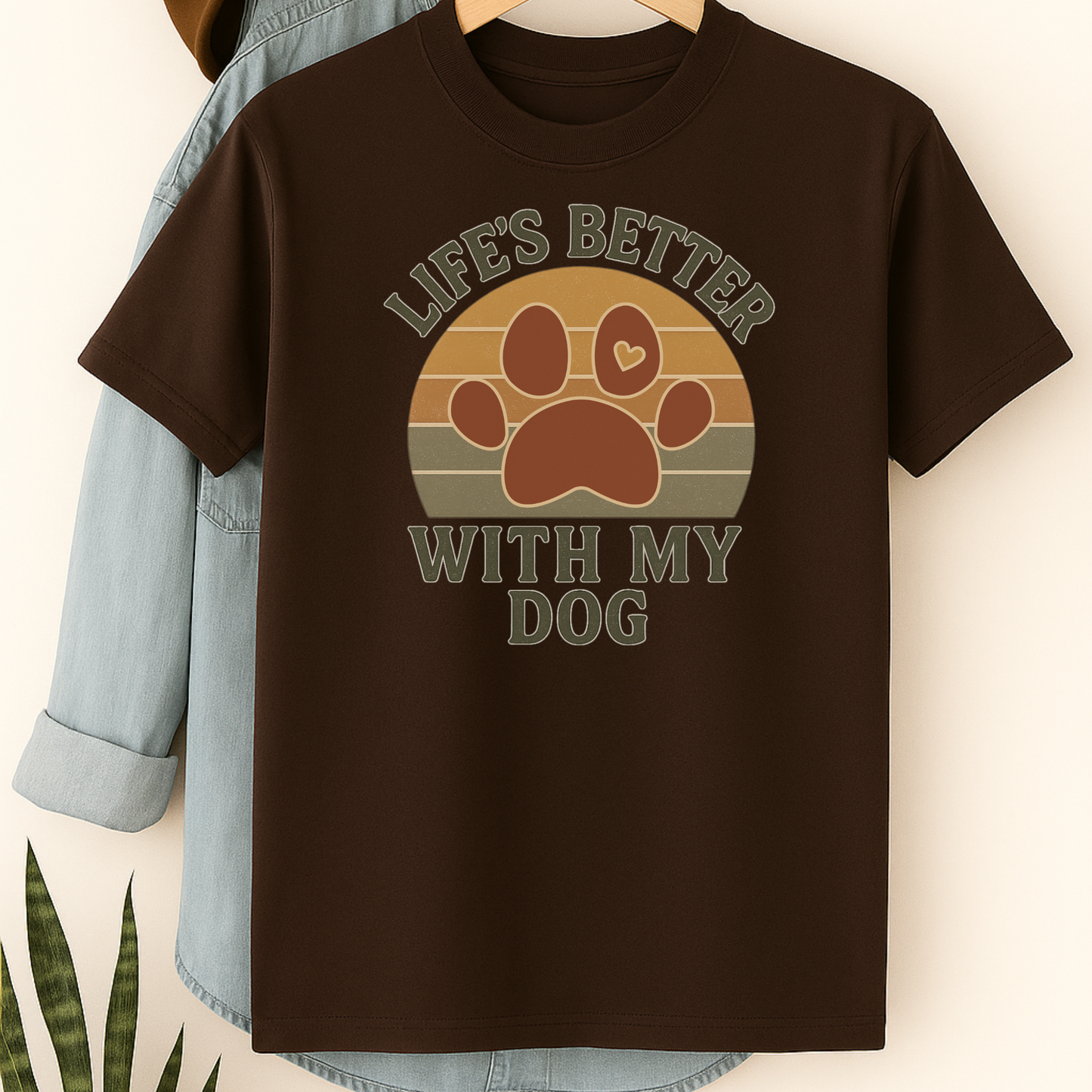 Life’s Better With My Dog Retro Paw Print Shirt