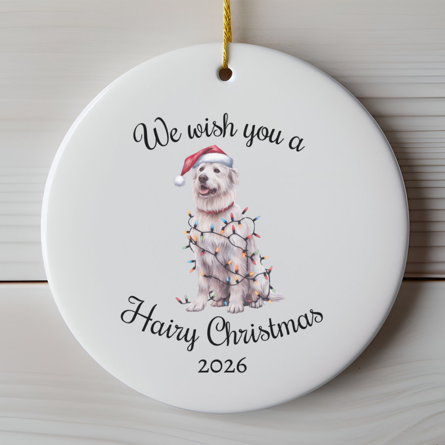 Christmas Kuvasz Ornament, Christmas Lights Dog Keepsake