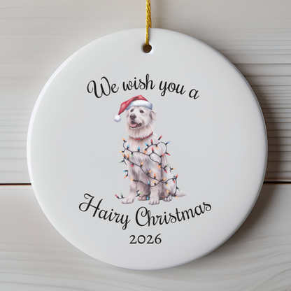 Christmas Kuvasz Ornament, Christmas Lights Dog Keepsake