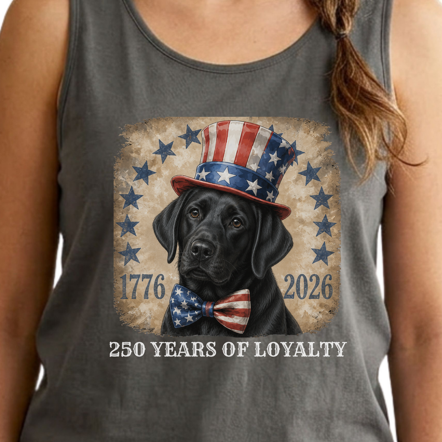 Black Lab Patriotic Tank Top 250 Years of Loyalty