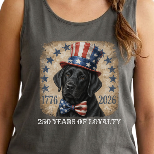 Black Lab Patriotic Tank Top 250 Years of Loyalty