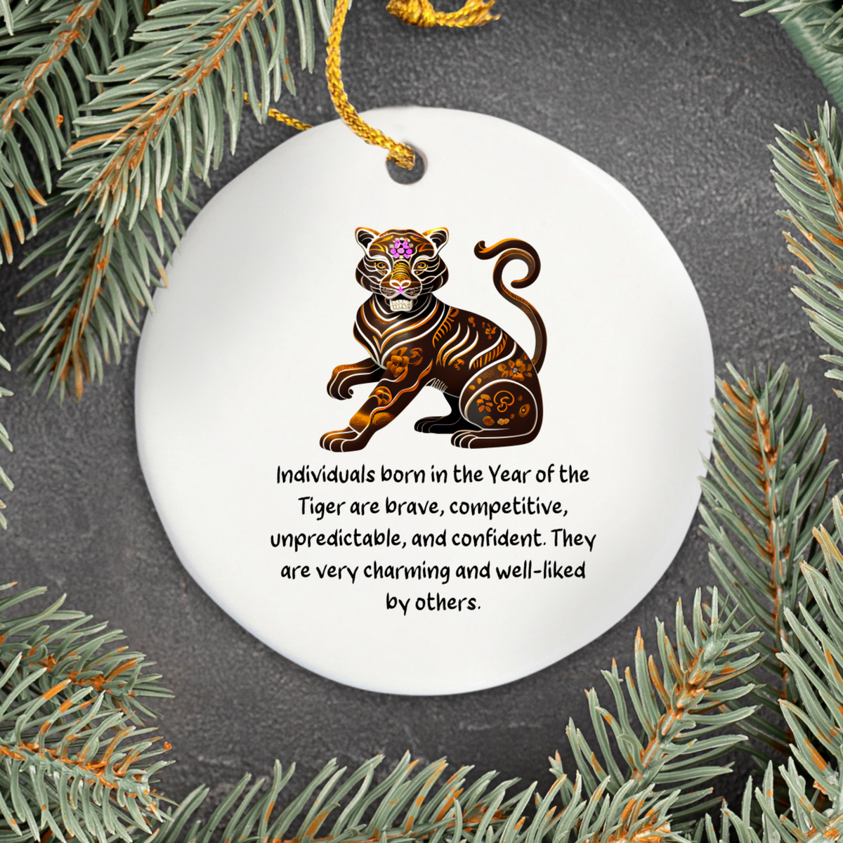 Chinese Zodiac Tiger Ornament, Year of the Tiger Horoscope Gift for Lunar New Year