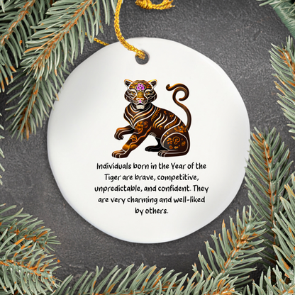 Chinese Zodiac Tiger Ornament, Year of the Tiger Horoscope Gift for Lunar New Year