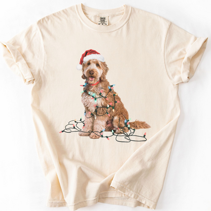 Christmas Goldendoodle Shirt, Christmas Lights Dog Tee, Christmas Dog Tee, Goldendoodle Mom Tshirt, Gift for Dog Lover, Goldendoodle