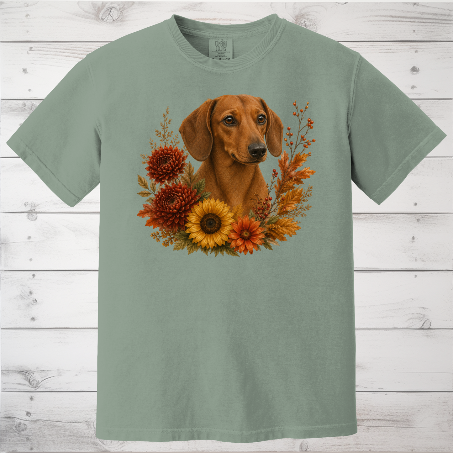 Red Dachshund Autumn Floral Shirt