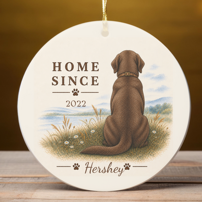 Personalized Chocolate Lab Ornament, Double Sided Labrador Gotcha Day Gift, Custom Dog Keepsake