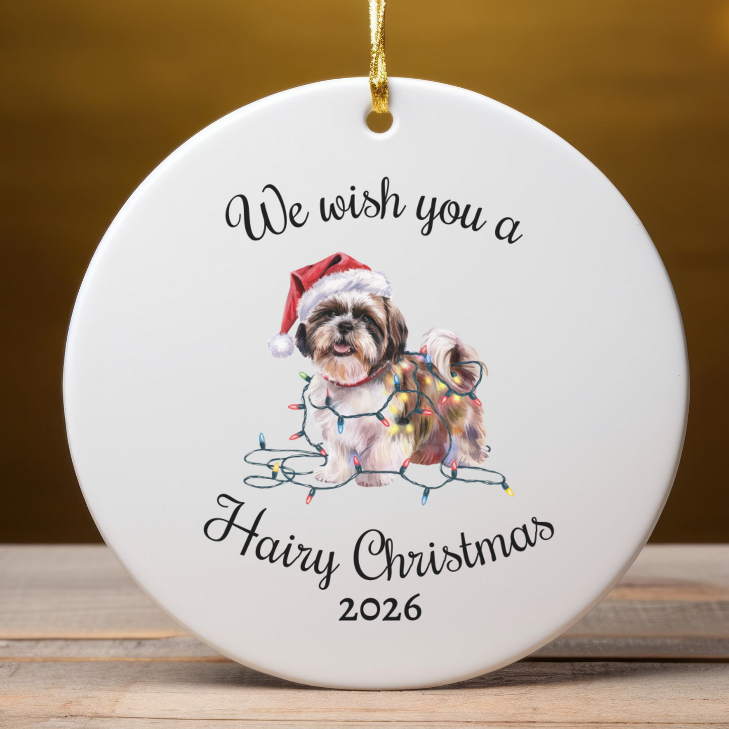 Christmas Shih Tzu Ornament, Christmas Lights Dog Keepsake