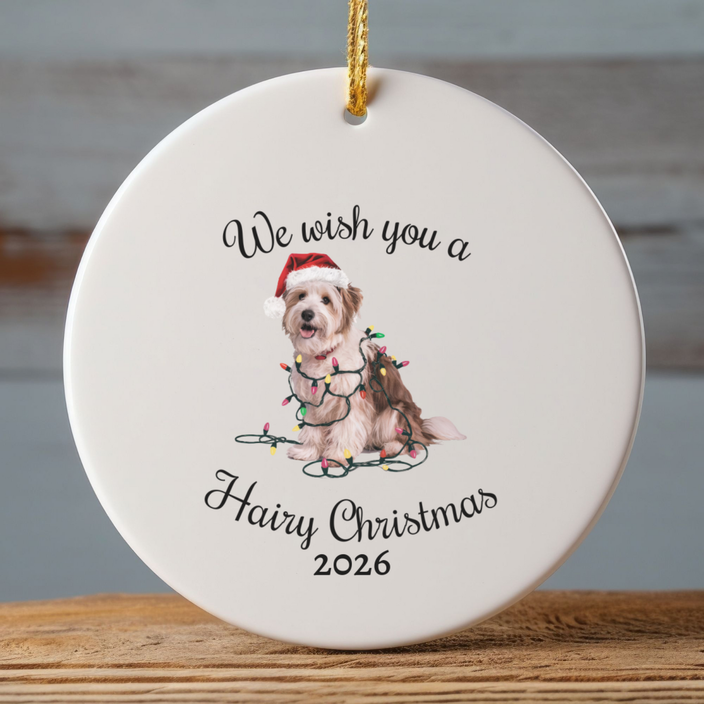 Christmas Coton De Tulear Ornament, Christmas Lights Dog Keepsake