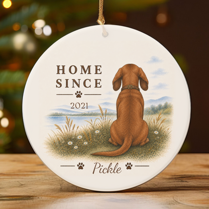 Personalized Red Dachshund Ornament, Double Sided Gotcha Day Gift, Custom Dog Keepsake