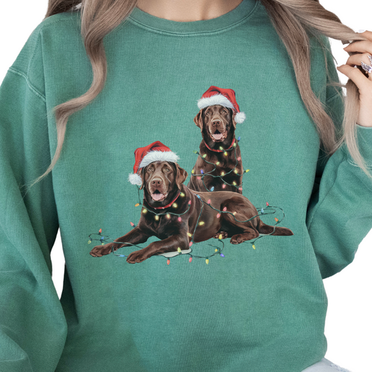 Chocolate Labs Christmas Lights Sweatshirt