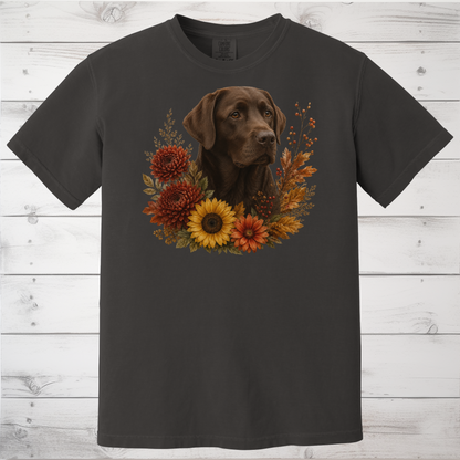 Chocolate Labrador Autumn Floral Shirt
