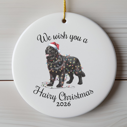 Christmas Black Newfoundland Ornament, Christmas Lights Dog Keepsake