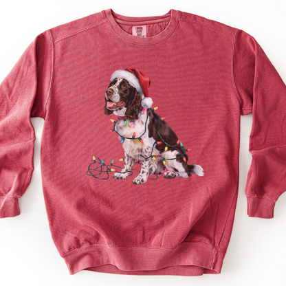 Christmas Springer Spaniel Sweatshirt, Festive Dog Lights Sweater, Dog Lover Gift