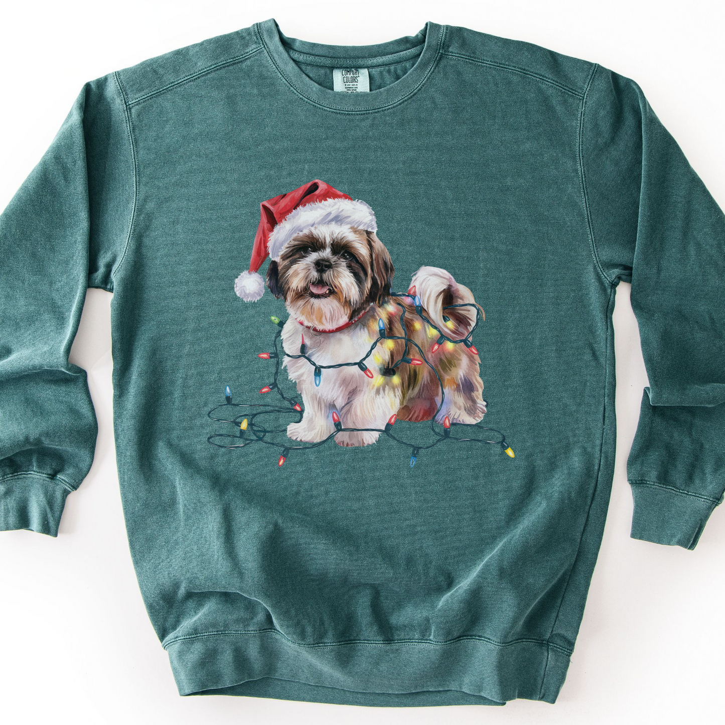 Shih Tzu Christmas Lights Sweatshirt, Festive Dog Mom Apparel