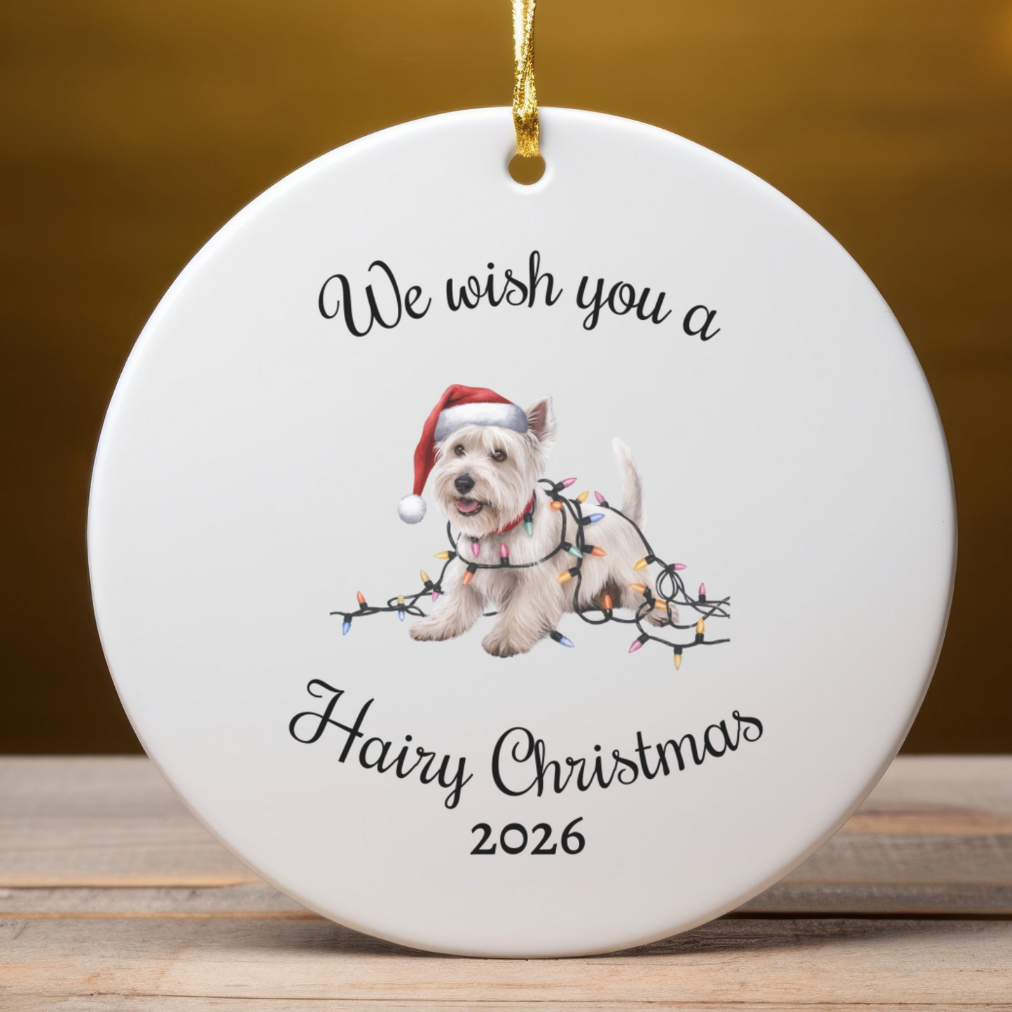 Christmas West Highland Terrier Ornament, Christmas Lights Dog Keepsake