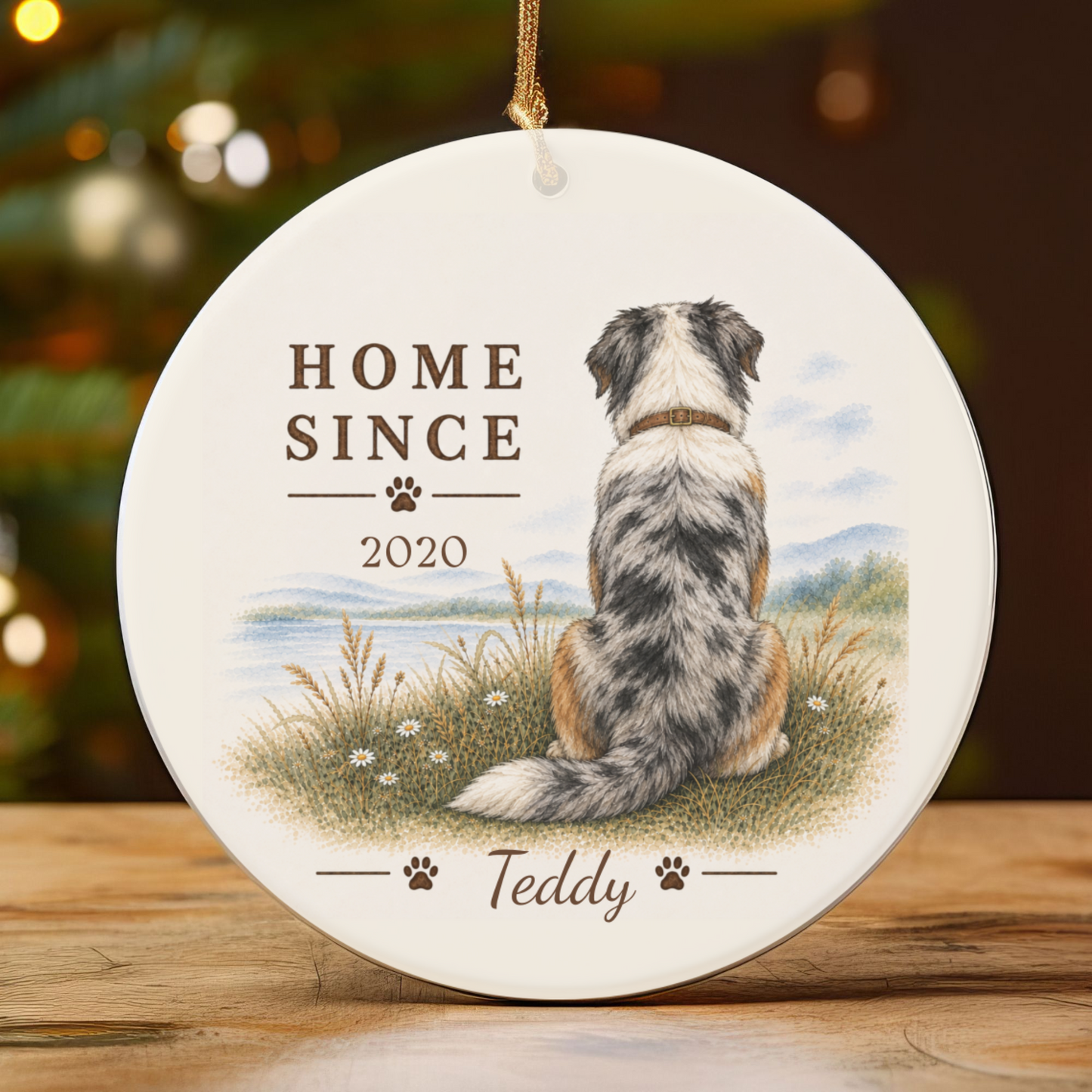 Personalized Australian Shepherd Ornament, Double Sided Aussie Gotcha Day Gift, Custom Dog Keepsake
