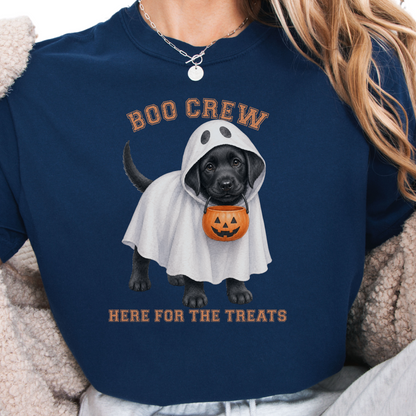 Black Lab Boo Crew Halloween Shirt, Here for the Treats Dog Mom Tee