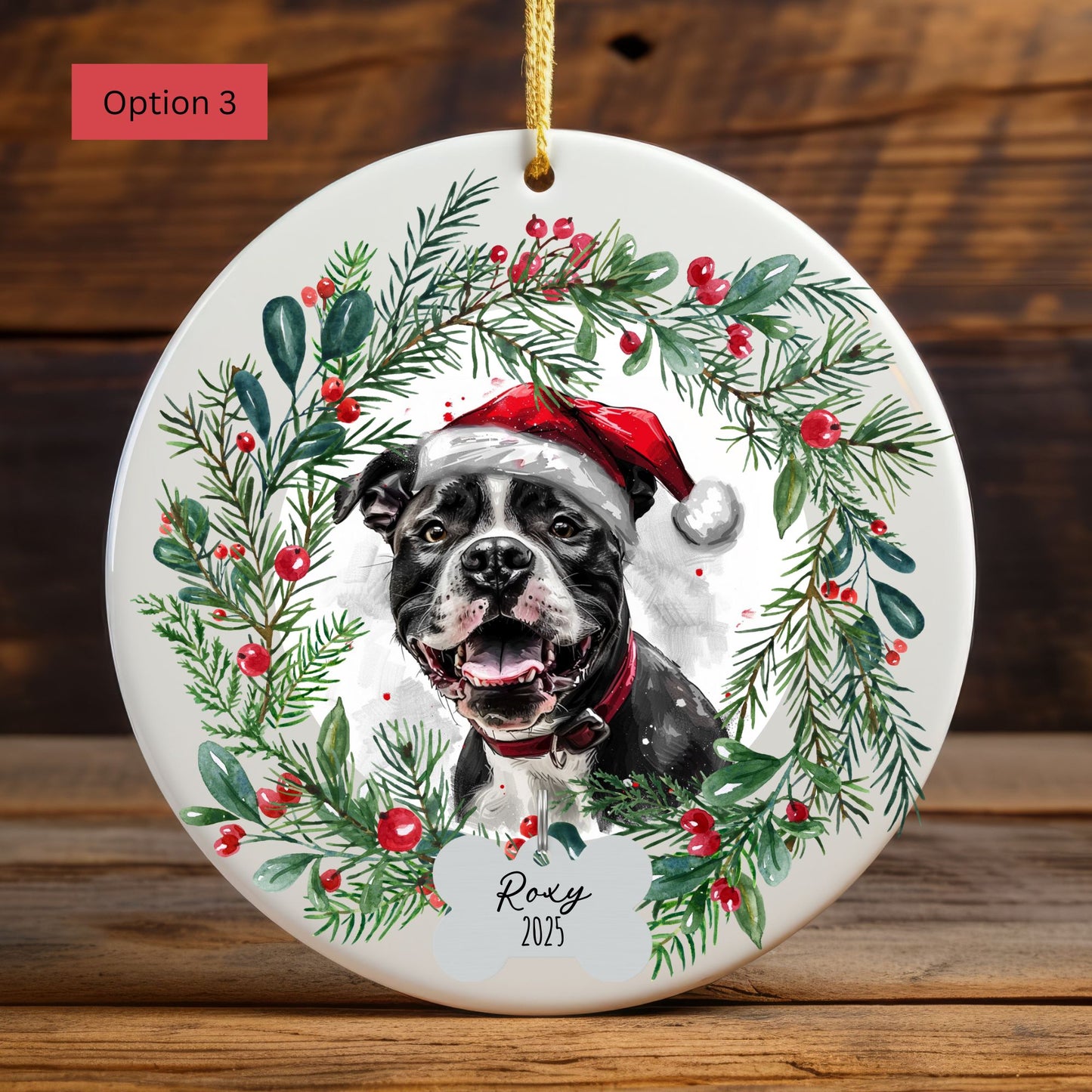 Personalized Pitbull Christmas Ornament