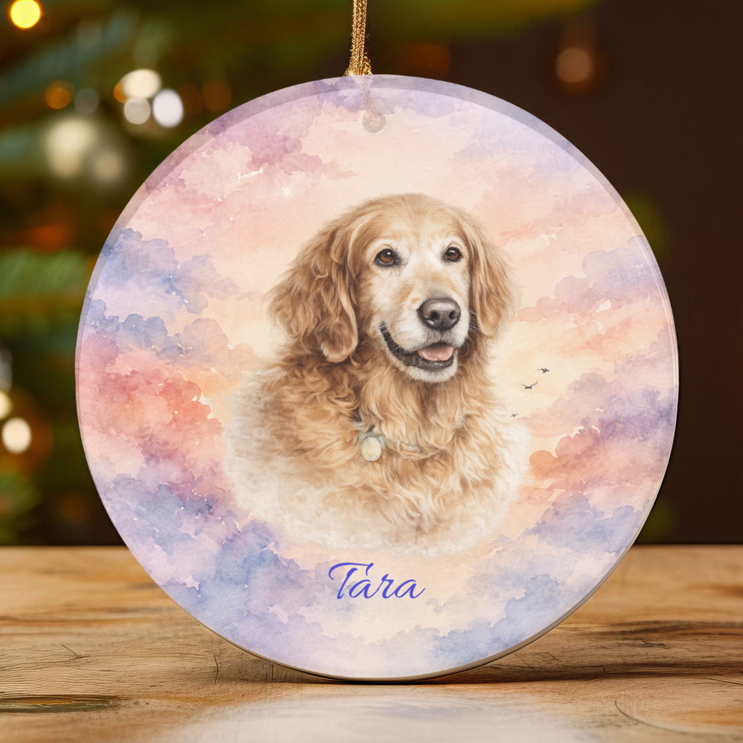 Personalized Pet Memorial Ornament, Custom Dog Photo Forever Loved Remembrance Keepsake